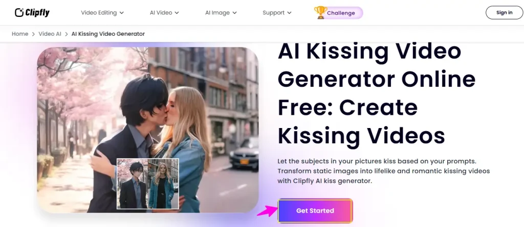 Clipfly AI Kiss Generator