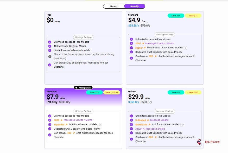 CrushOn AI - Pricing Plan