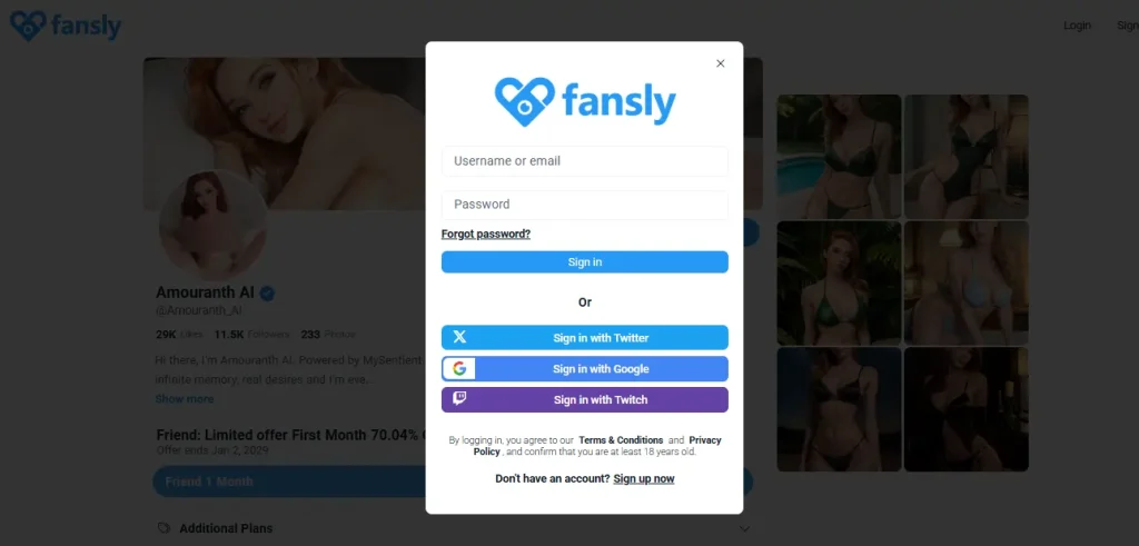 Fansly Amouranth AI - Login