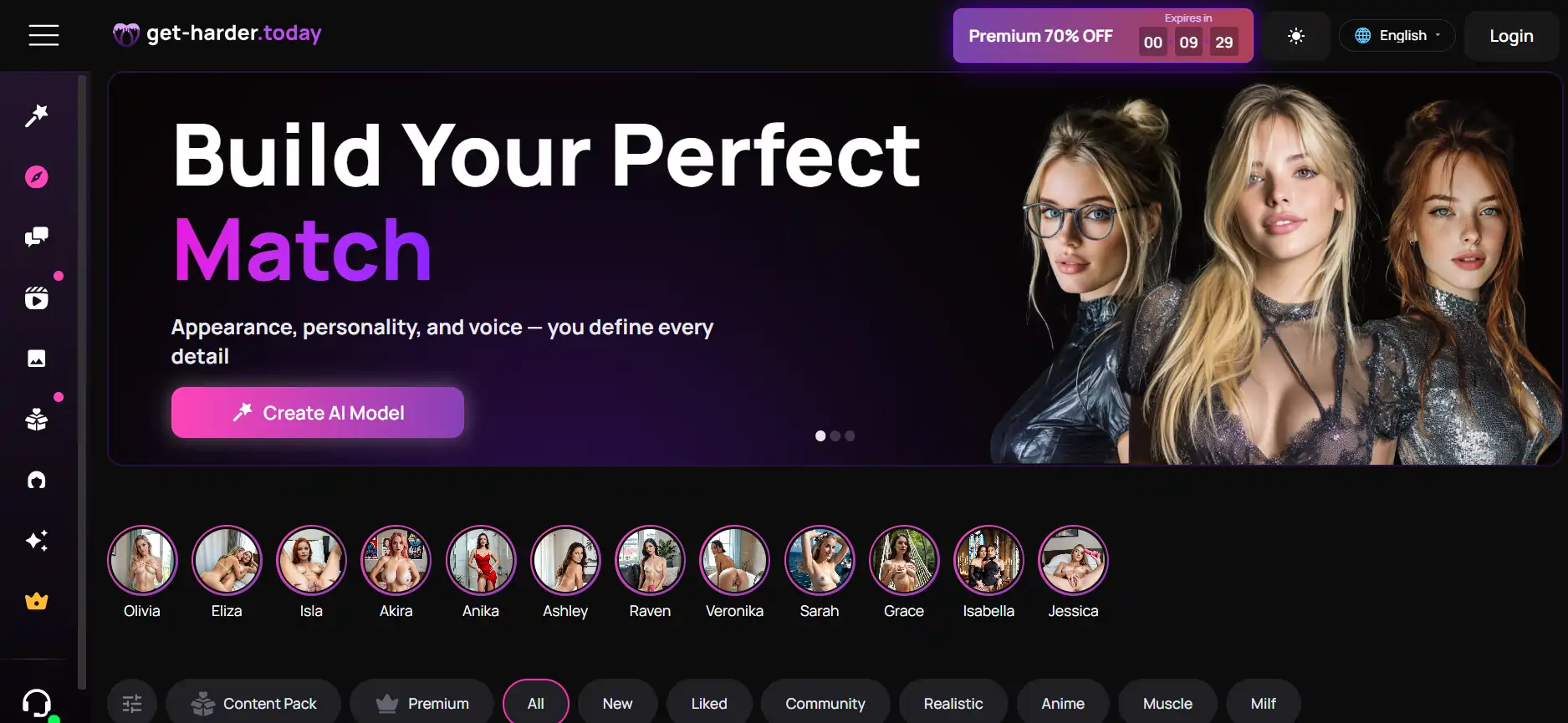 Best GirlfriendGPT Alternatives in 2026 for Uncensored AI Girlfriend Chat 6 Get-harder.today - User Interface