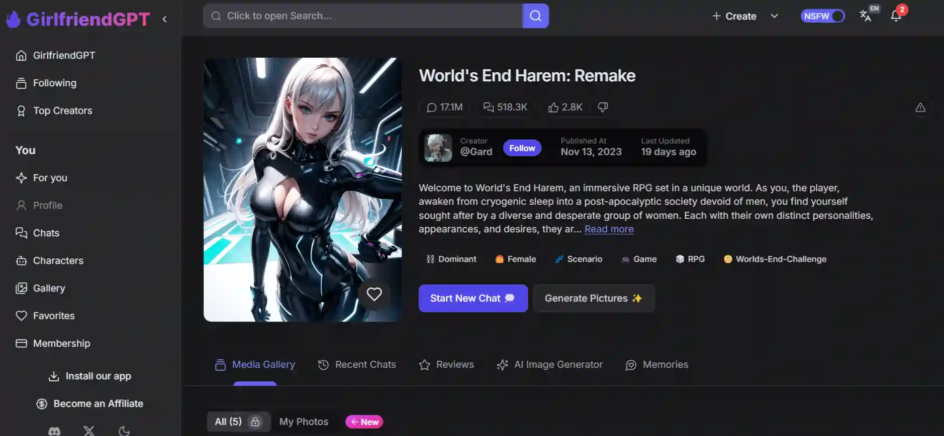 GirlfriendGPT - AI Anime World's End Harem Character
