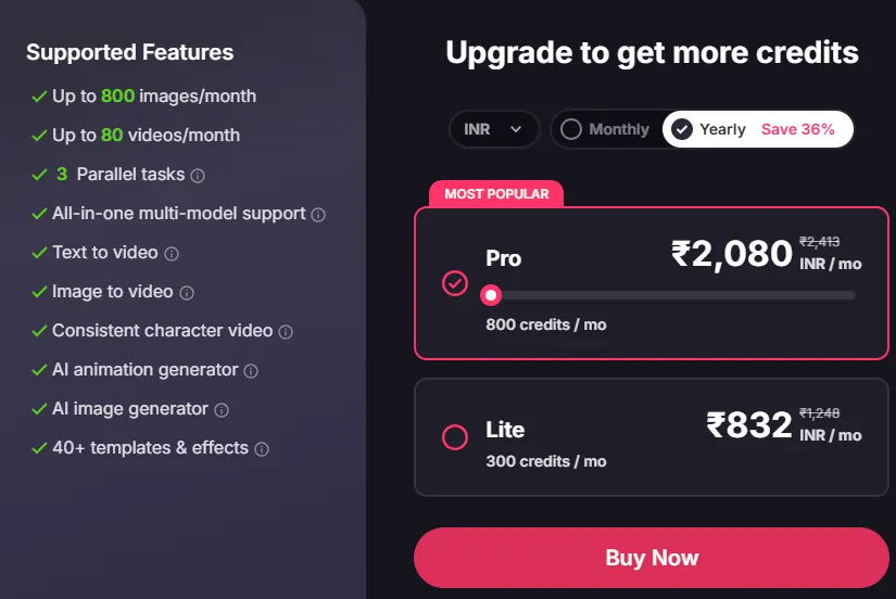 Pollo AI Kissing Video Generator Pricing