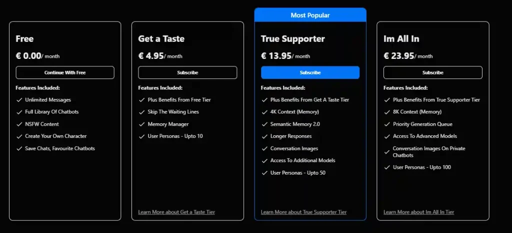 SpicyChat AI - Pricing Plan
