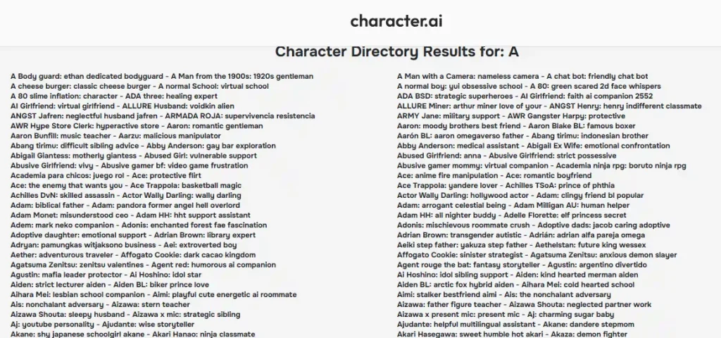 Character AI - Diverse Categories of Character