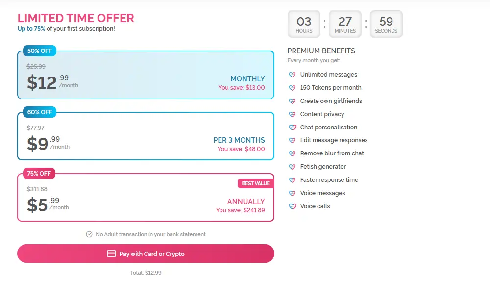 DreamGF Pricing Plan