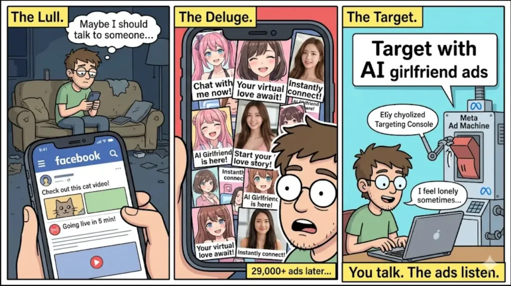 AI Girlfriend Statistics 2026: Market, Users, Revenue 9 Facebook with AI girlfriend ads Meme