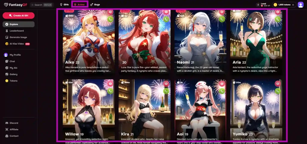 FantasyGF AI Anime waifus