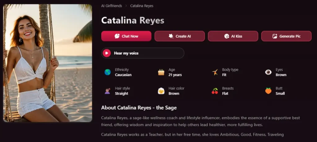 Fantasygf AI - AI Companion Catalina Reyes Description