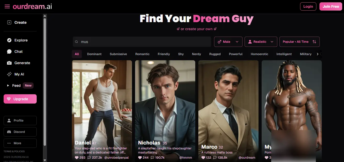 6 Best AI Yaoi Chatbots BL Fans Can't Stop Using in 2026 4 Ourdream.ai - AI Boyfriend