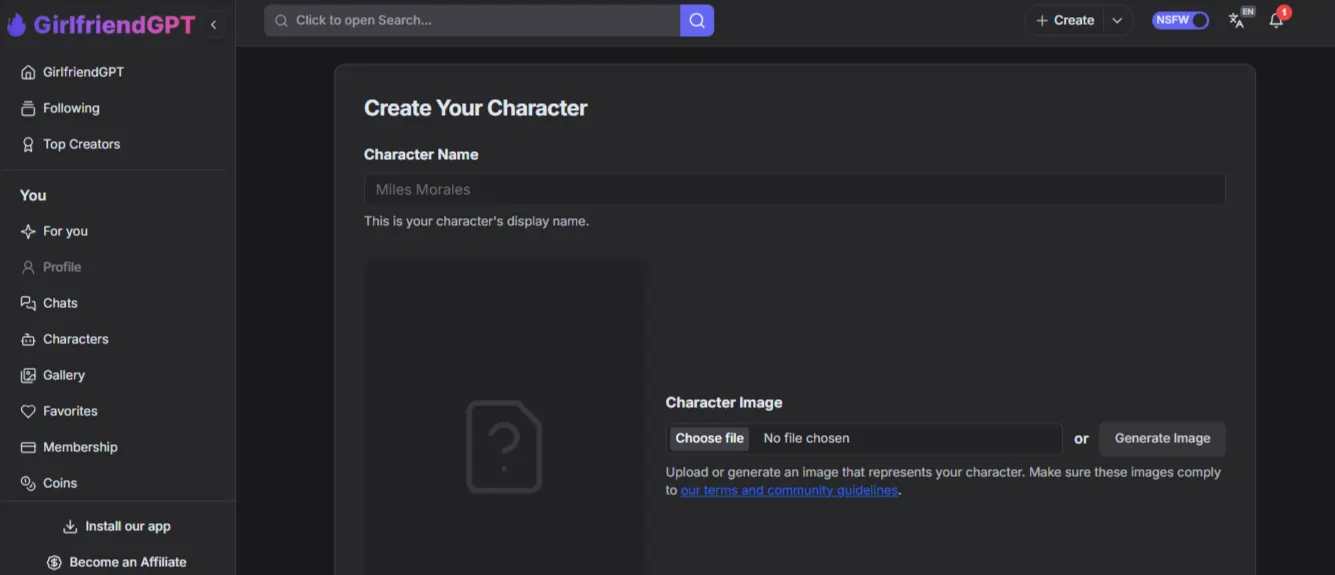 GirlfriendGPT vs. Character.AI: Which AI Chatbot Gets Naughty? 11 GirlfriendGPT - Create A Character