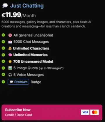 Soulkyn - Just Chatting Plan Pricing
