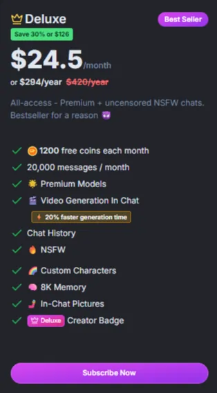 GirlfriendGPT - Yearly Deluxe Pricing Plan