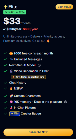 GirlfriendGPT - Yearly Elite Pricing Plan