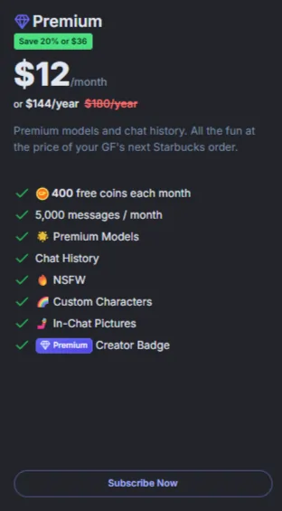 GirlfriendGPT - Yearly Premium Pricing Plan
