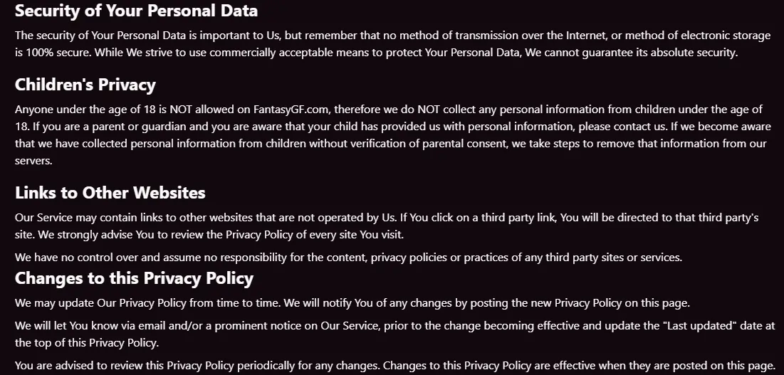 FantasyGF - Privacy Policy