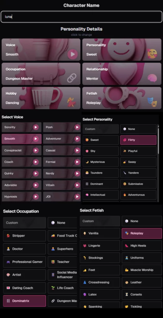 Ourdream AI - AI Character Personality Traits