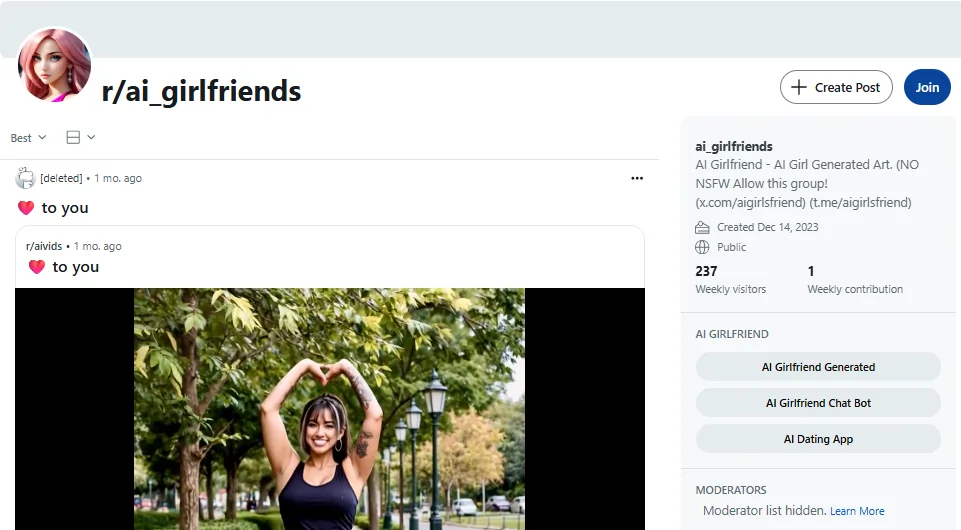 reddit - AIGirlfriends