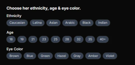 AIAllure Review 2025: My Honest, Unfiltered Experience 🔥 6 AIAllure Choose AI Character Ethnicity, Age and Eye Color