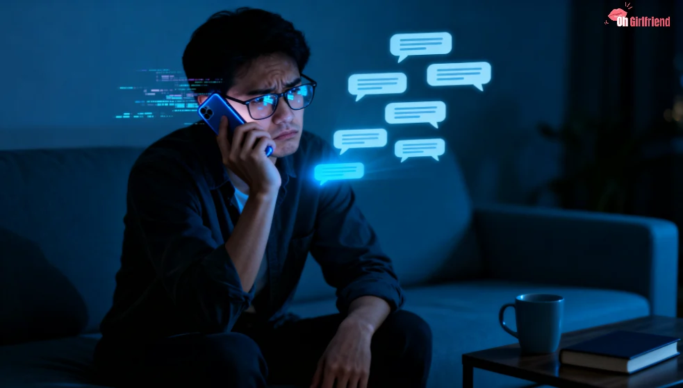 Bored man frustrated by chatbot loop