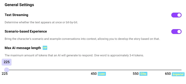 Crushon AI - General Setting