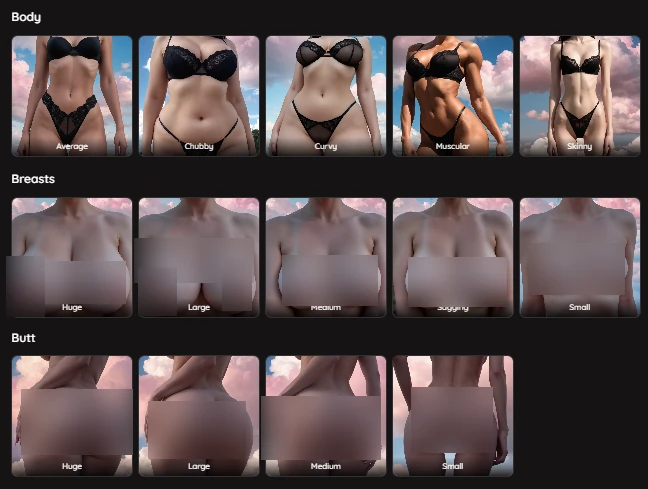 Mylovely AI - AI Character Body Butt and breast Size