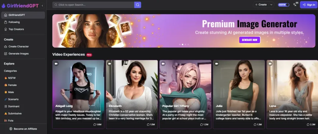 ChatJanitor Review 2026: Is This NSFW AI Chatbot Worth It? 11 GirlfriendGPT - User interface