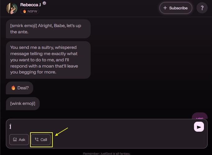 JustSext Review 2026: Features, Pricing & User Experience Guide 6 Justsext - Voice Call feature