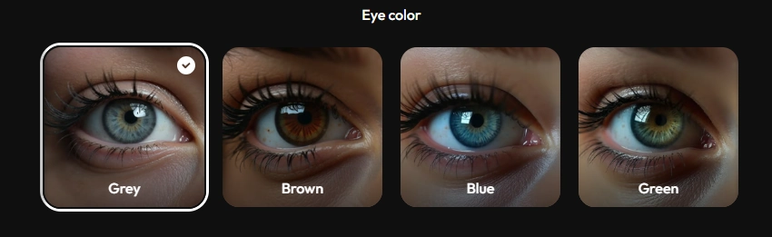 Joi AI Review 2026: Features, Pricing, Neurons and NSFW Tools 13 Joi AI - AI Character Eye Color