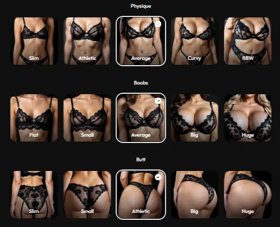 Joi AI Review 2026: Features, Pricing, Neurons and NSFW Tools 11 Joi AI – Choose AI Character Physique, Boobs and Butt