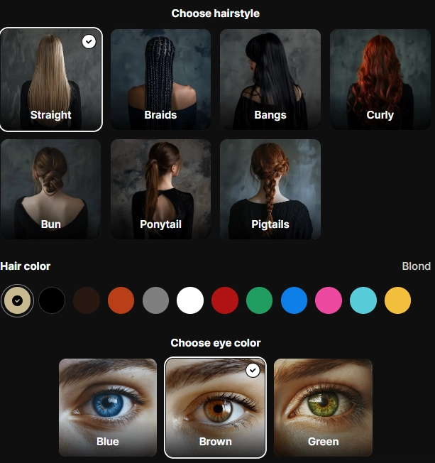 Lovescape AI Review: Features, Pricing & Honest Verdict 2026 10 Lovescape AI - AI Character Hair style and color and eye color