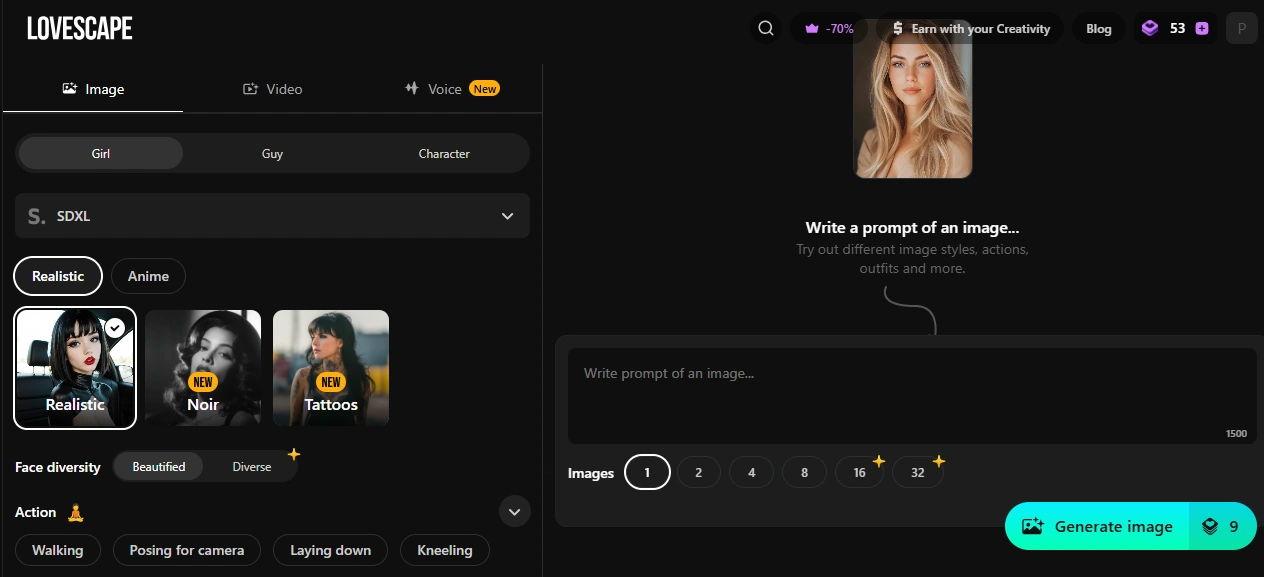7 Best AI Sexy Art Generators Ranked and Tested for 2026 9 Lovescape AI - AI Image Generation feature
