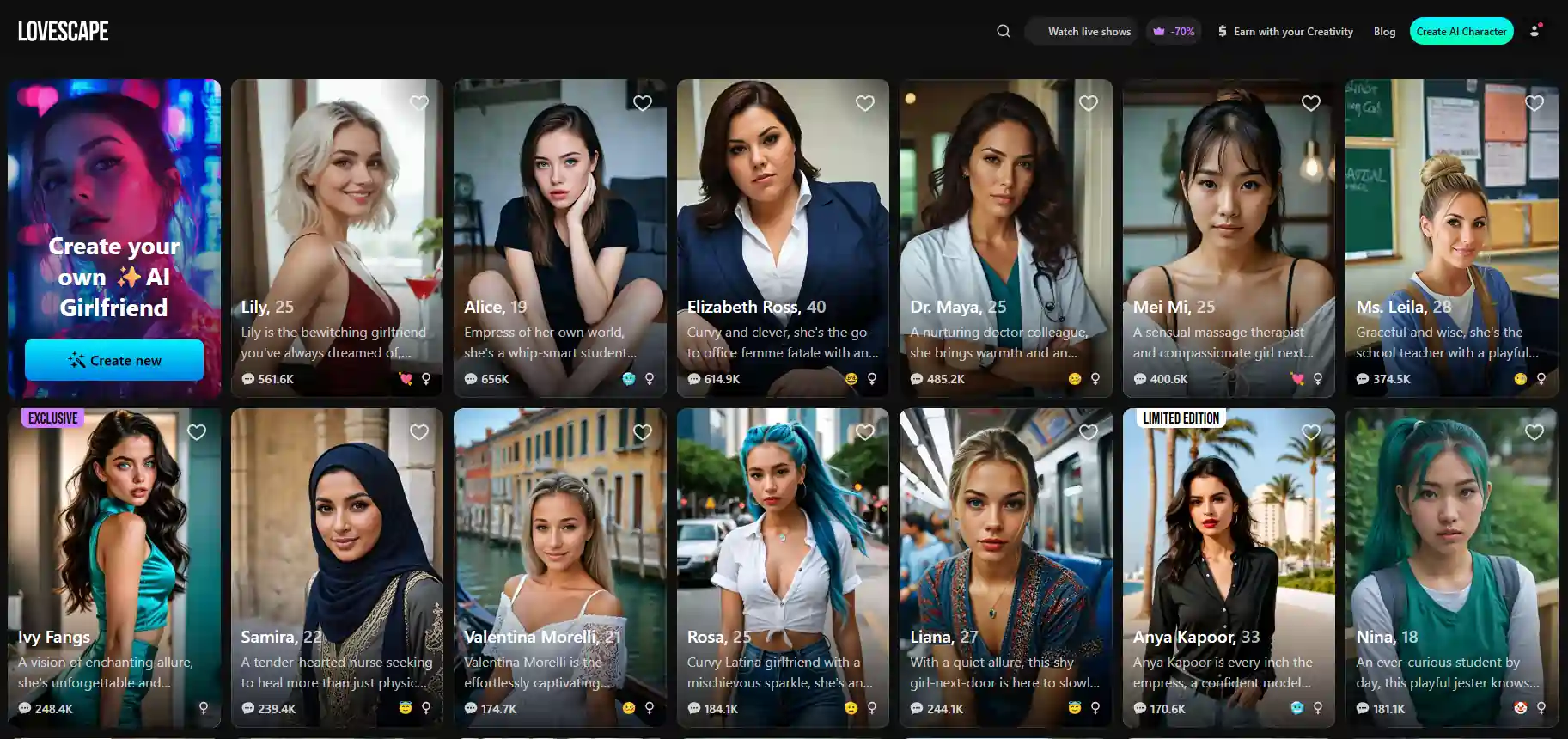 11 Best AI Girlfriend Apps That Send Pictures: Full List (2026) 9 Lovescape AI - AI Pre-Built Characters