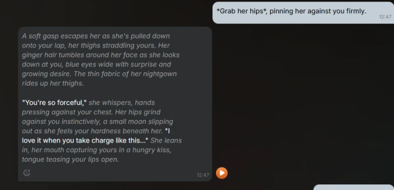 Spicier AI Review: Features, Pricing & NSFW Quality (2026) 7 Spicier AI - NSFW Chat Conversation 2