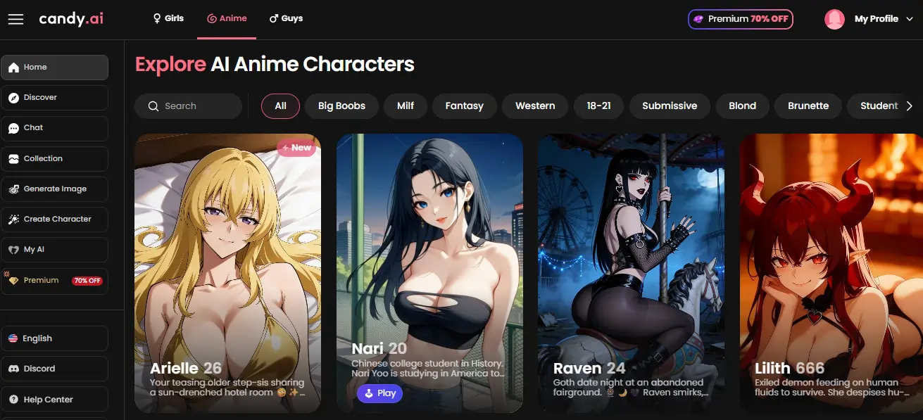 8 Best AI Anime Roleplay Apps For NSFW Waifu Chats 2026 3 Candy AI - AI Anime Characters