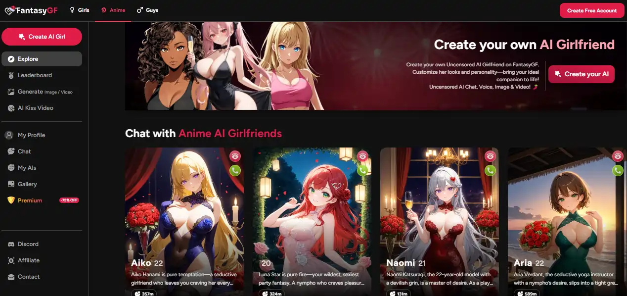 8 Best AI Anime Roleplay Apps For NSFW Waifu Chats 2026 6 Fantasygf - AI Anime Roleplay