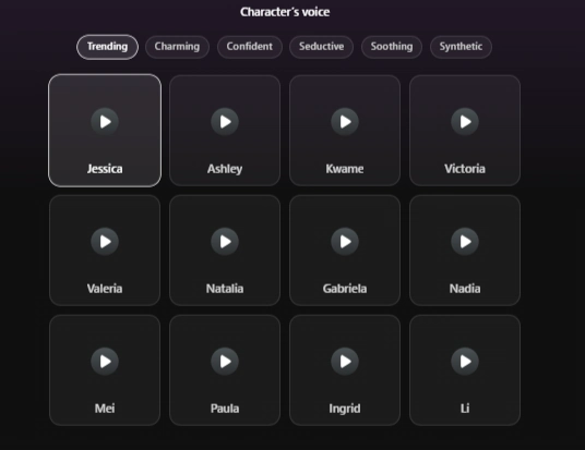 Xtease AI Review 2026: NSFW Chat, Image & Video Generation 5 Xtease AI - Choose AI Character Voice