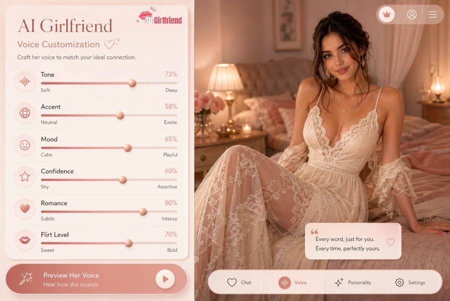 Naughty.AI Voice Cloning: The Spicy AI GF Trend 5 Voice cloning setup screen with adult-safe sliders