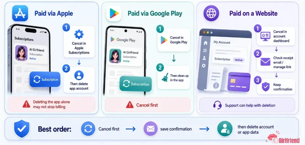 How to Delete AI Girlfriend Chat History (and Account Data) in 2026 4 App Store vs Website Payments