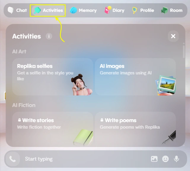 Replika AI Review 2026: Features, Pricing, and Verdict 8 Replika - AI Activities