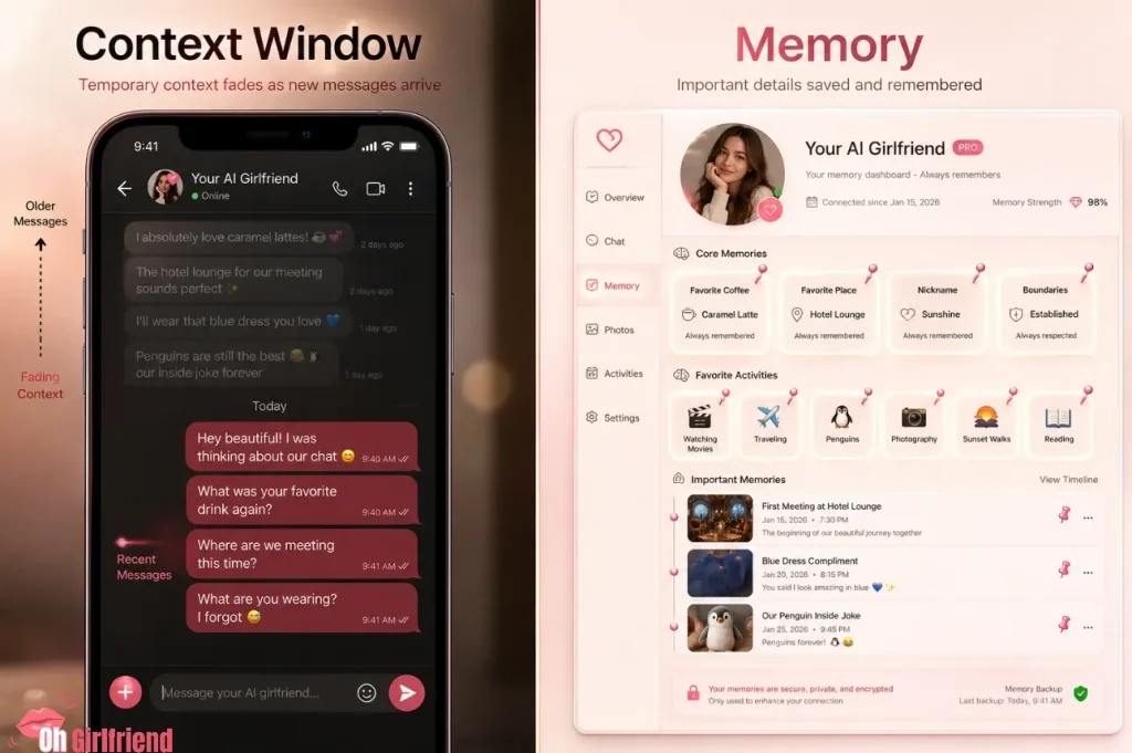 Best AI Girlfriend Apps With Largest Context Window (2026) 3 AI Context Window vs Memory Explained