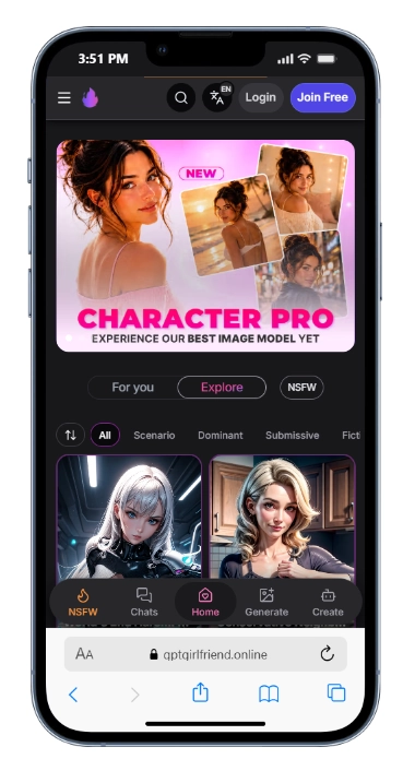 Girlfriendgpt mobile view
