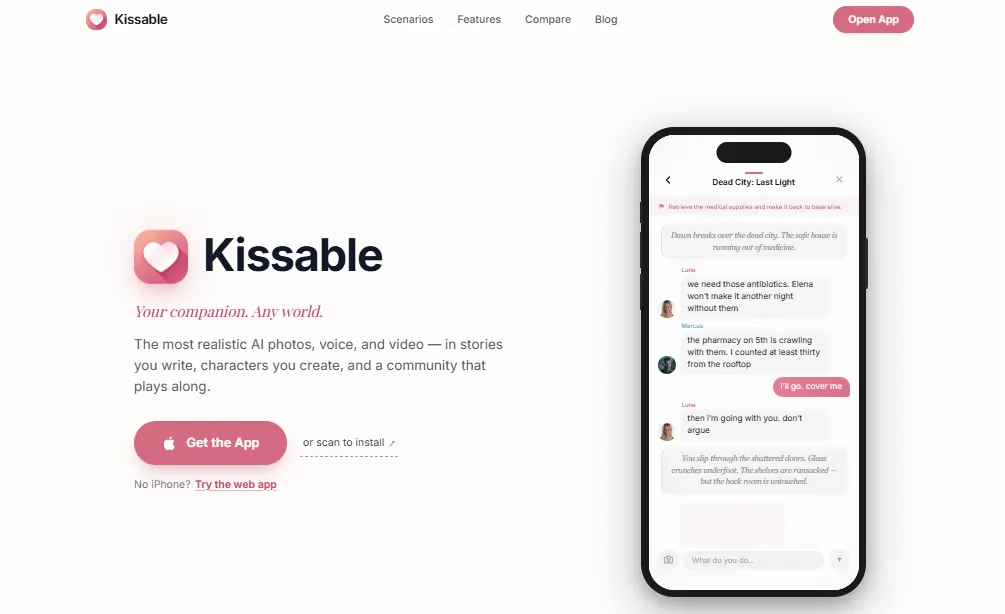 Kissable AI Review 2026: It Remembers More Than You Think 3 Kissable AI Homepage
