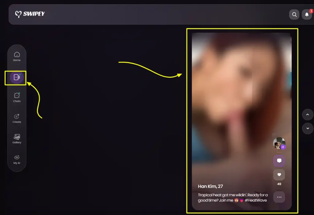 Swipey AI Review 2026 🔥 Tinder-Style AI Girlfriend App Men Can’t Quit 7 Swipey AI - Feeds