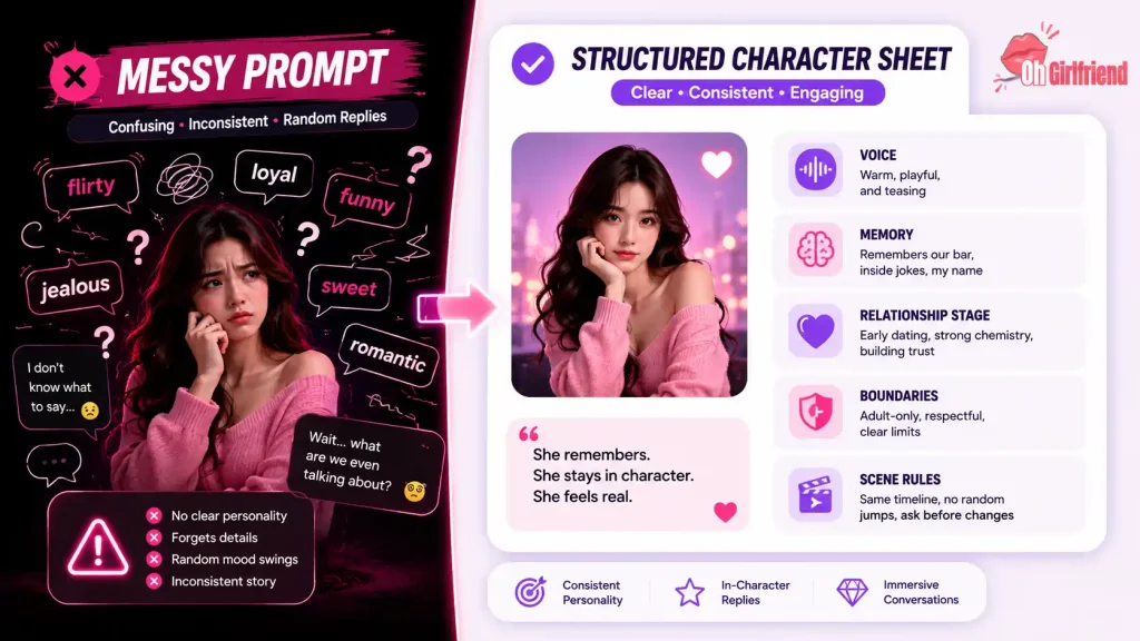 AI Girlfriend Character Sheet That Keeps Chats Consistent 3 AI Girlfriend Consistency Framework
