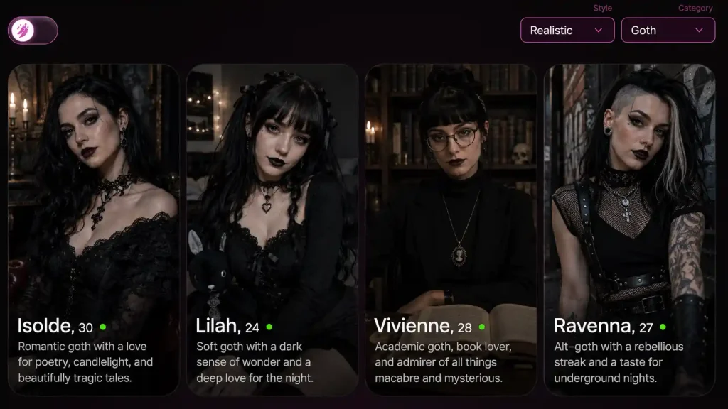 Kupid AI - AI Goth Characters