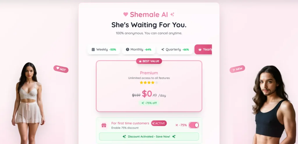 Shemale AI Review 2026: Uncensored Trans AI or Just Hype? 10 Shemale AI - Pricing Plan