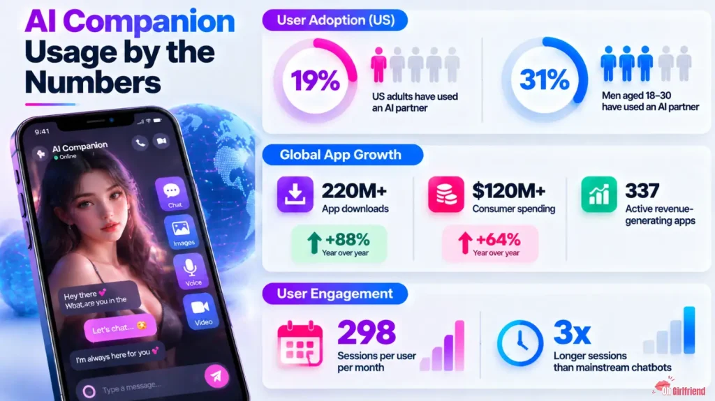 AI companion adoption and growth chart