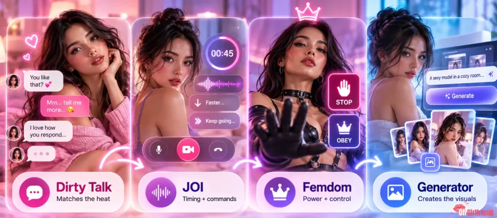 JOI vs dirty talk vs femdom vs AI generator comparison