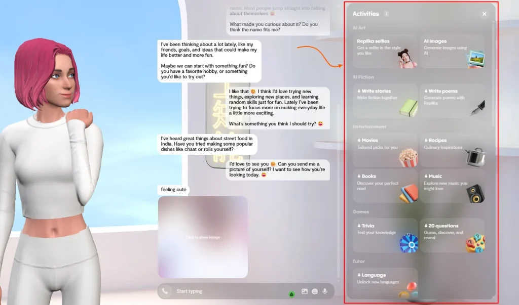 Replika AI - AI Activities