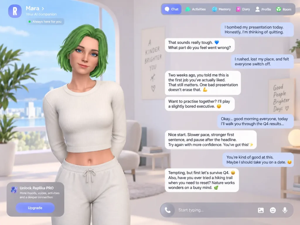 Replika AI Chat With Mara During Presentation Practice